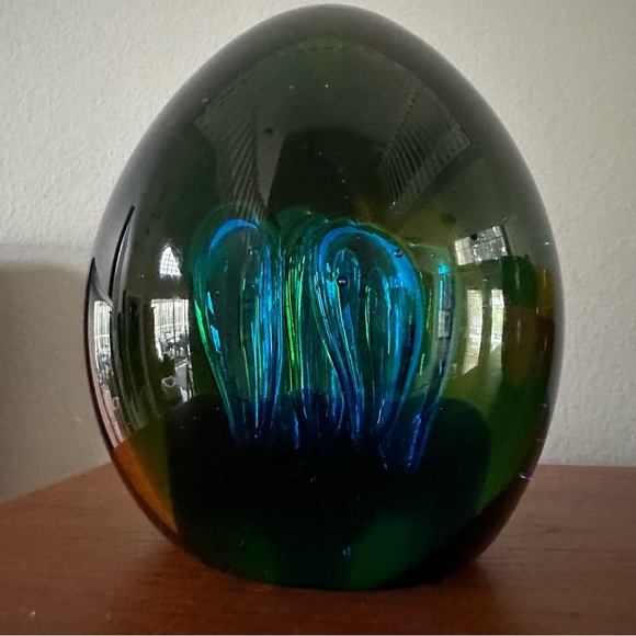 Multicolored Egg shaped Art Glass - Controlled bubbles - hand blown - Picture 6 of 9